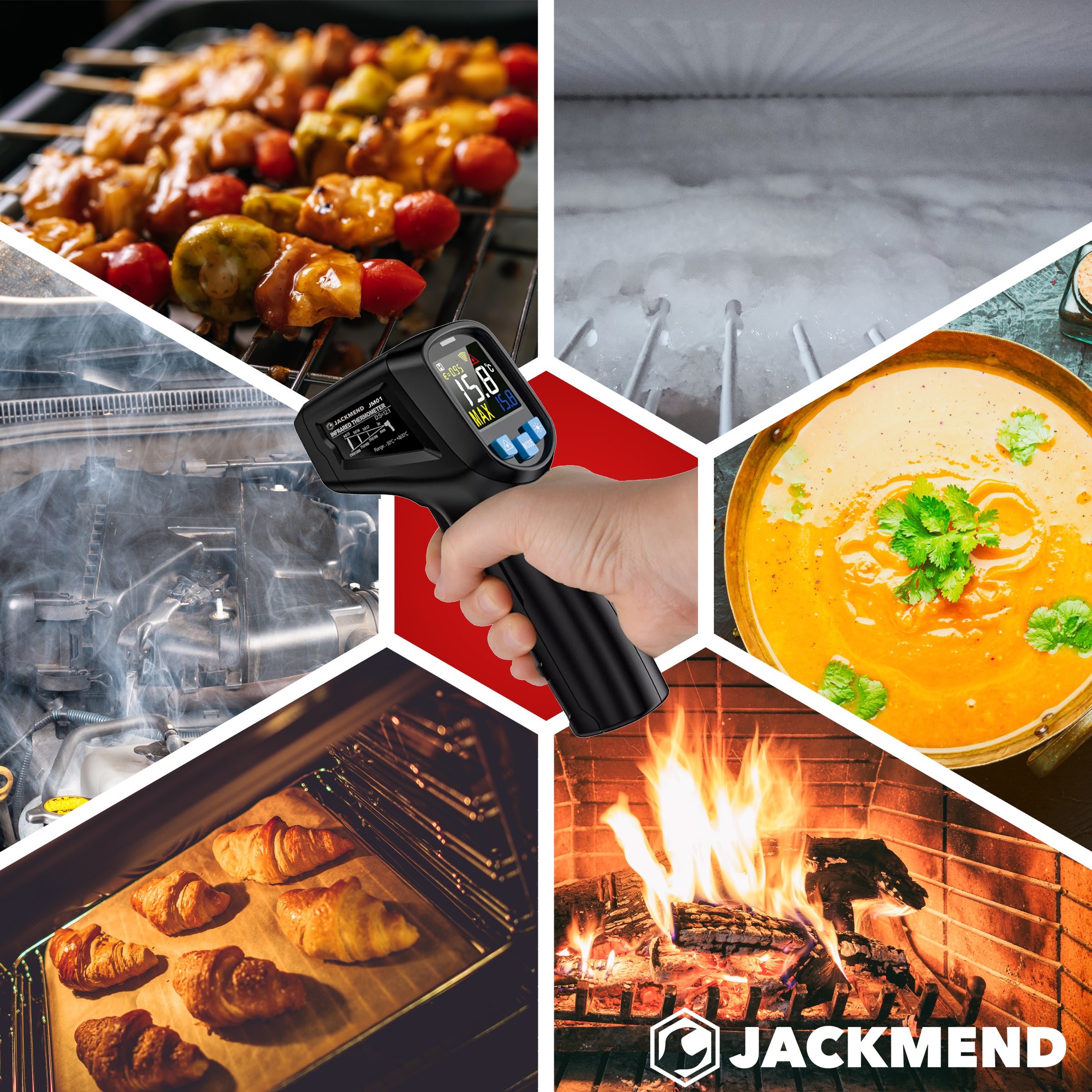 JACKMEND Infrarood Thermometer - Digitale Warmtemeter Bereik van -50 tot 400 °C