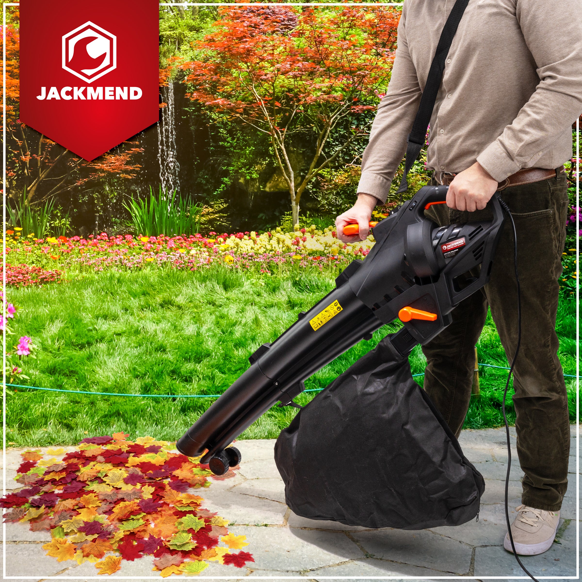 JACKMEND Elektrische Bladblazer Incl. 35L Opvangzak - 3000W Snoer 270km/u Luchtsnelheid - 15.000RPM