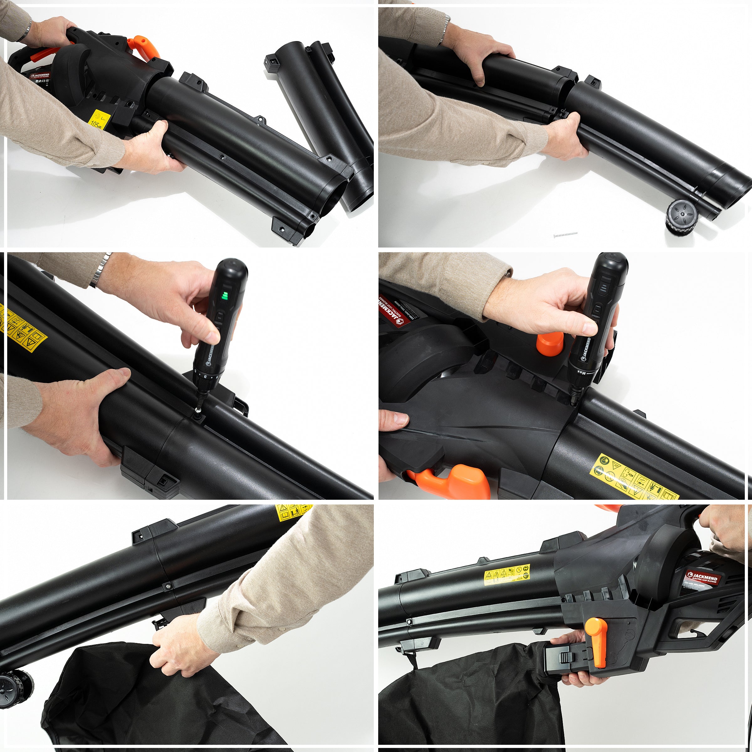 JACKMEND Elektrische Bladblazer Incl. 35L Opvangzak - 3000W Snoer 270km/u Luchtsnelheid - 15.000RPM