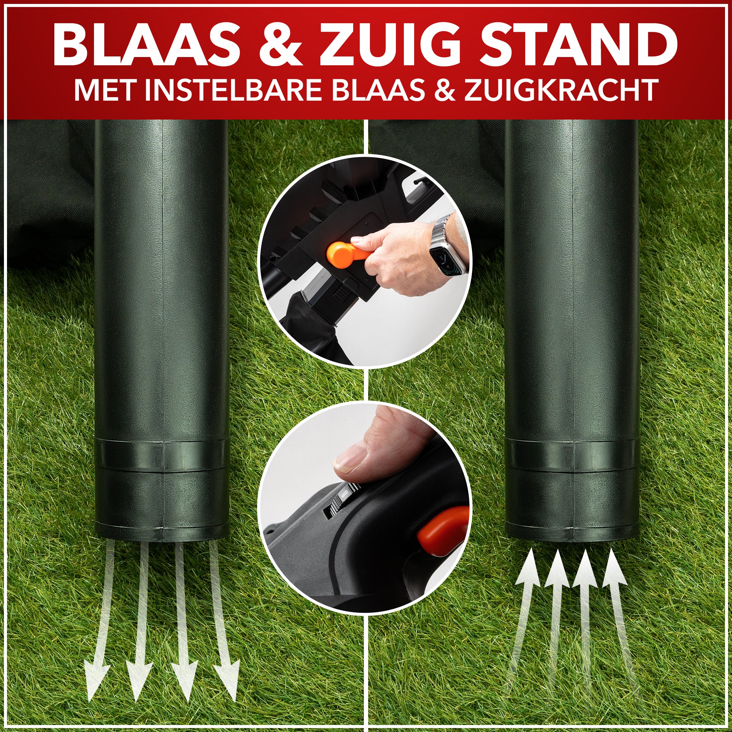 JACKMEND Elektrische Bladblazer Incl. 35L Opvangzak - 3000W Snoer 270km/u Luchtsnelheid - 15.000RPM