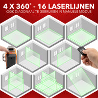 Thumbnail for JACKMEND 4D Kruislijnlaser met Statief 1,45M 4 tot 16 Lijnen - 50 Meter Meetbereik