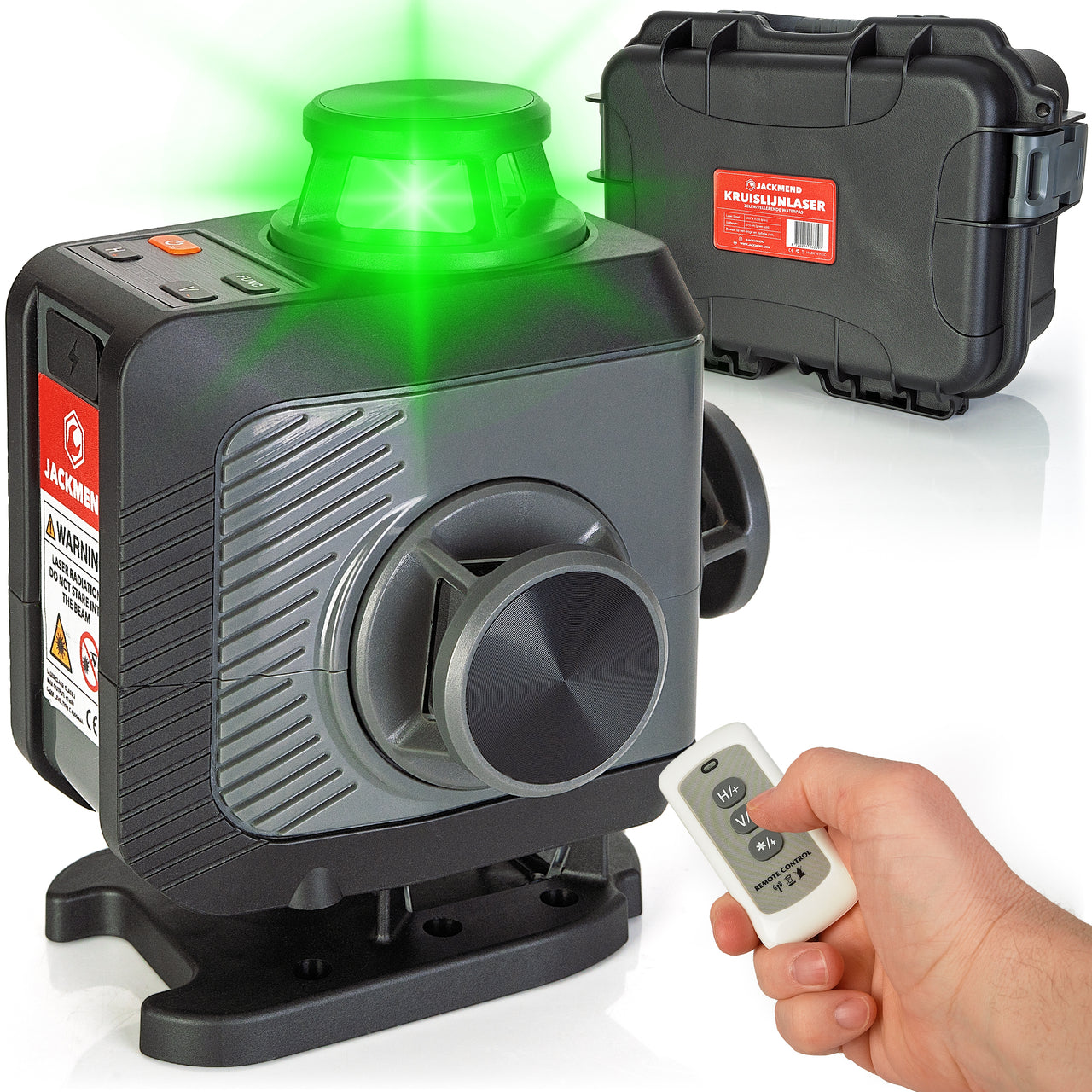 JACKMEND 4D Kruislijnlaser USB-C Oplaadbaar Digitaal Display - 50 Meter Meetbereik - 16 Lijnen