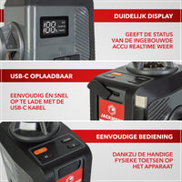 Thumbnail for JACKMEND 4D Kruislijnlaser USB-C Oplaadbaar Digitaal Display Inclusief Statief - 50 Meter Meetbereik