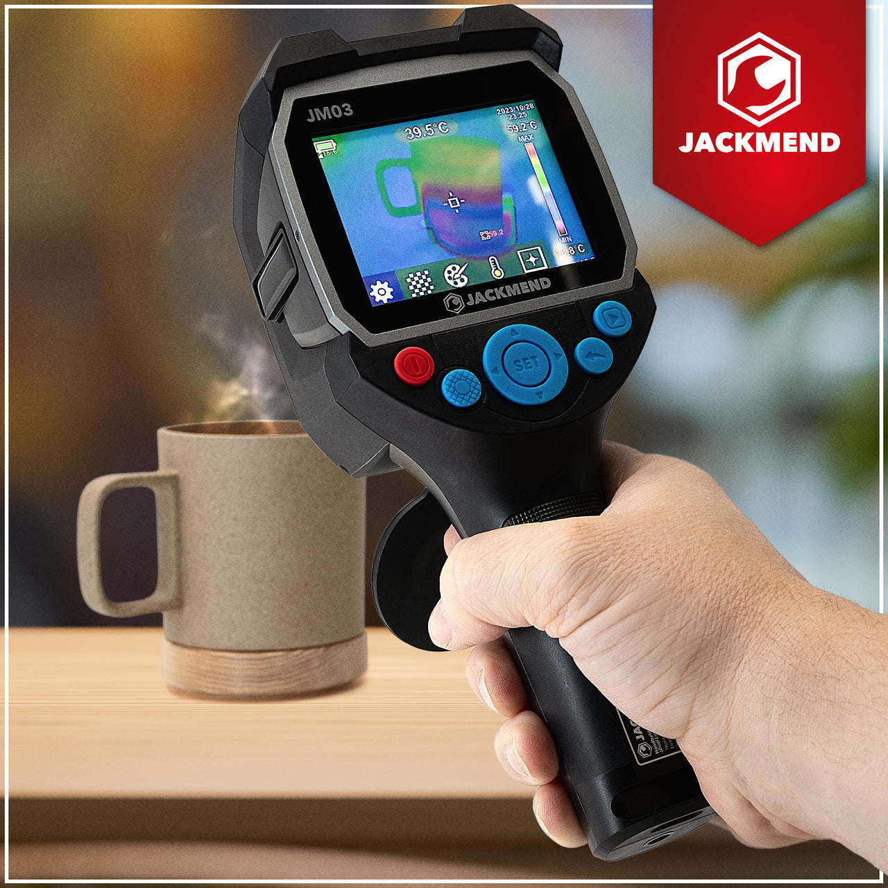 JACKMEND Digitale Warmtebeeldcamera -20 tot 400°C 8GB Micro SD met 0.1 tot 9 Meter Bereik 10800 (120x90) Pixel <60mK