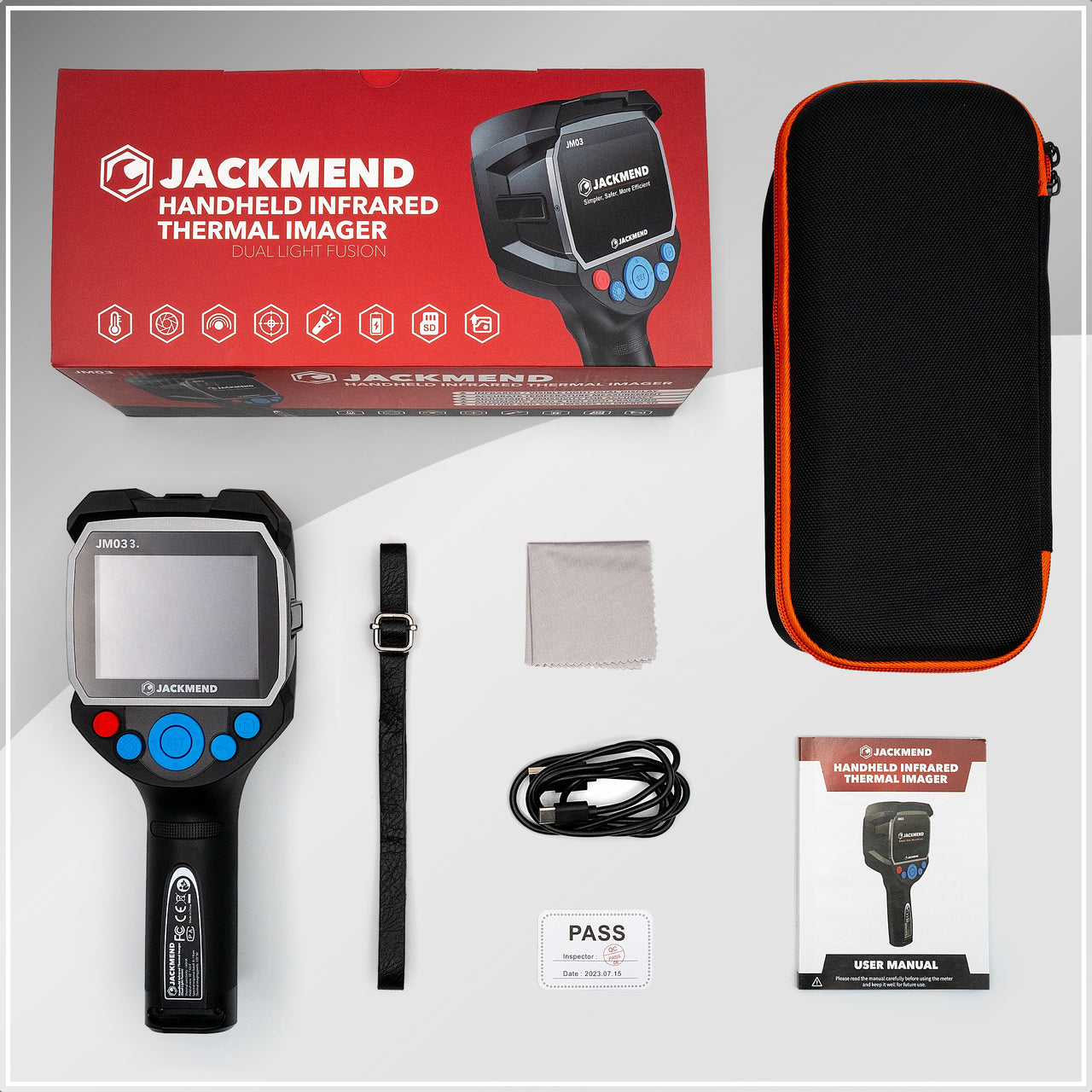 JACKMEND Digitale Warmtebeeldcamera -20 tot 400°C 8GB Micro SD met 0.1 tot 9 Meter Bereik 10800 (120x90) Pixel <60mK