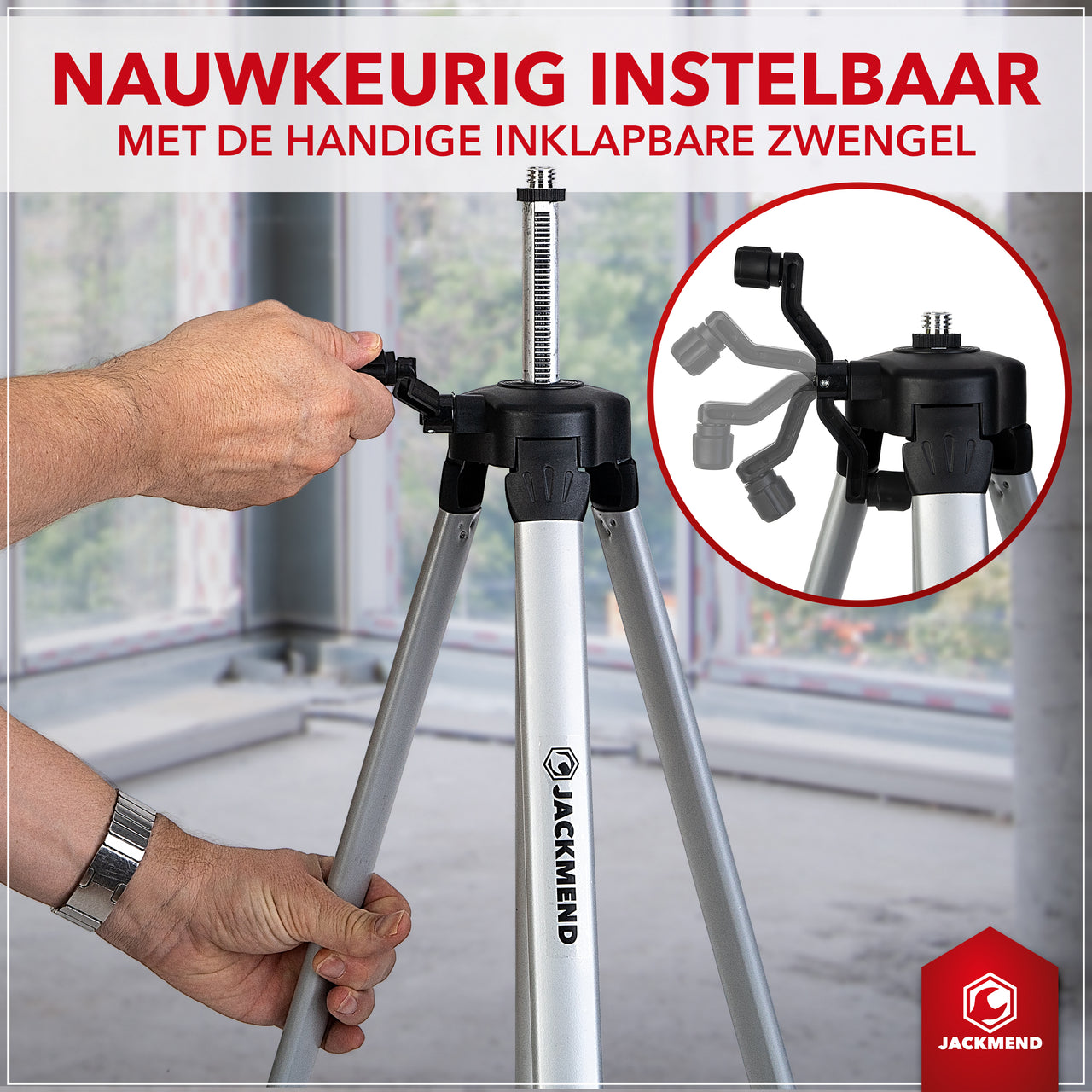JACKMEND 4D Kruislijnlaser met Statief 1,45M 4 tot 16 Lijnen - 50 Meter Meetbereik