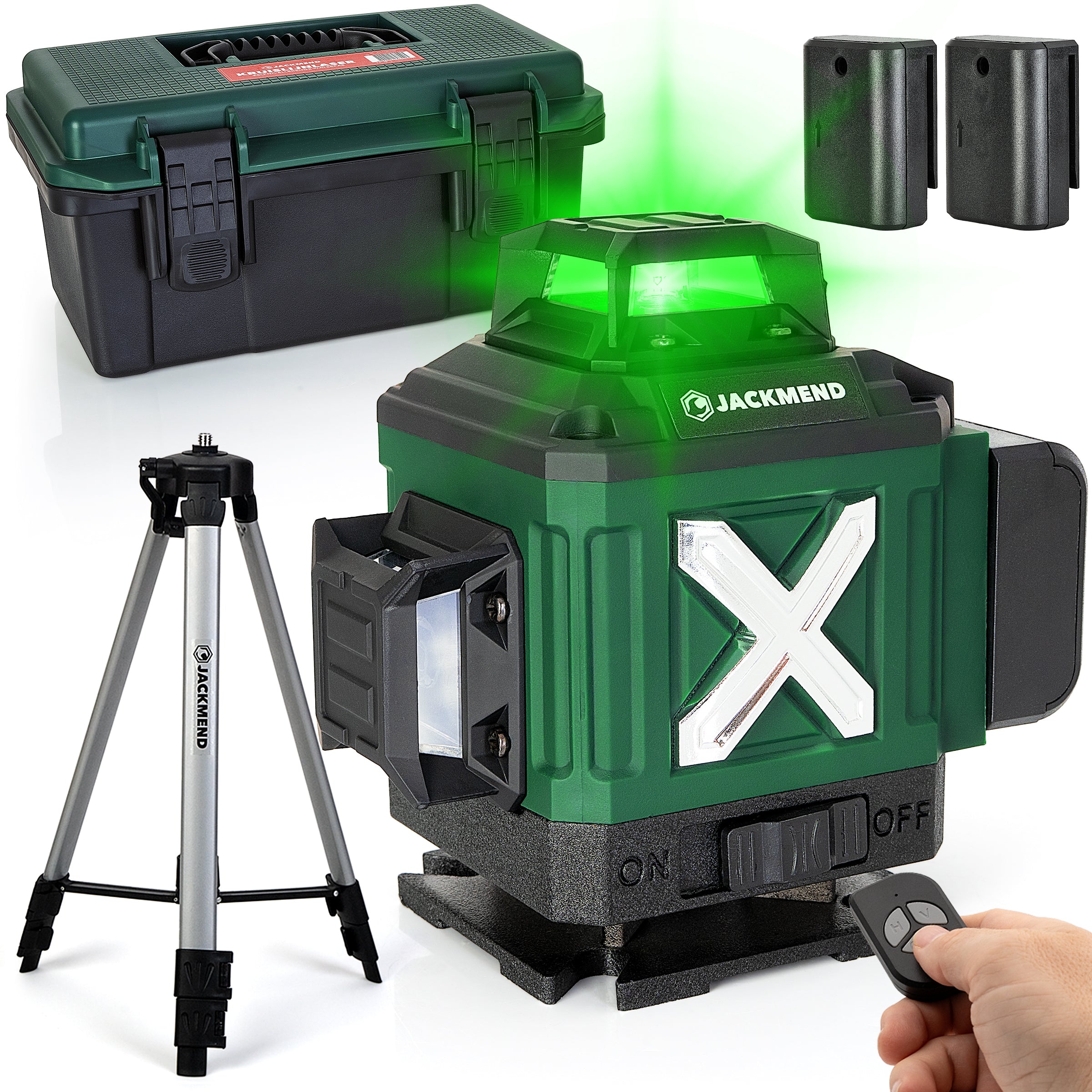 JACKMEND 4D Kruislijnlaser met Statief 1,45M 4 tot 16 Lijnen - 50 Meter Meetbereik