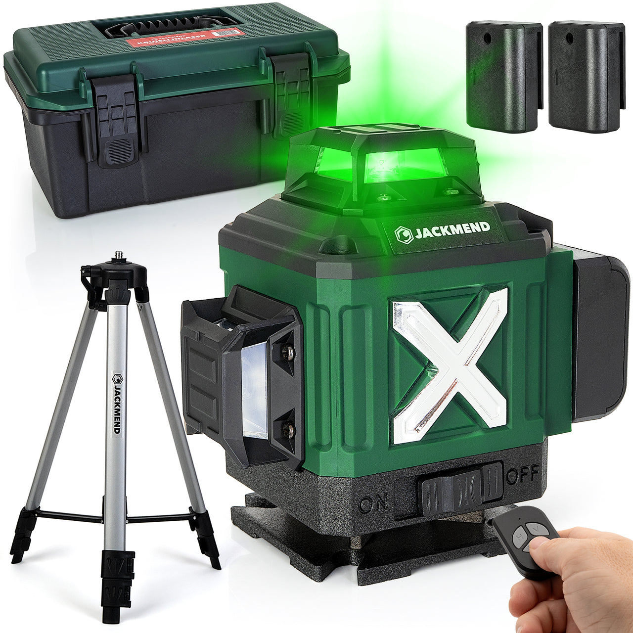 JACKMEND 4D Kruislijnlaser met Statief 1,45M 4 tot 16 Lijnen - 50 Meter Meetbereik