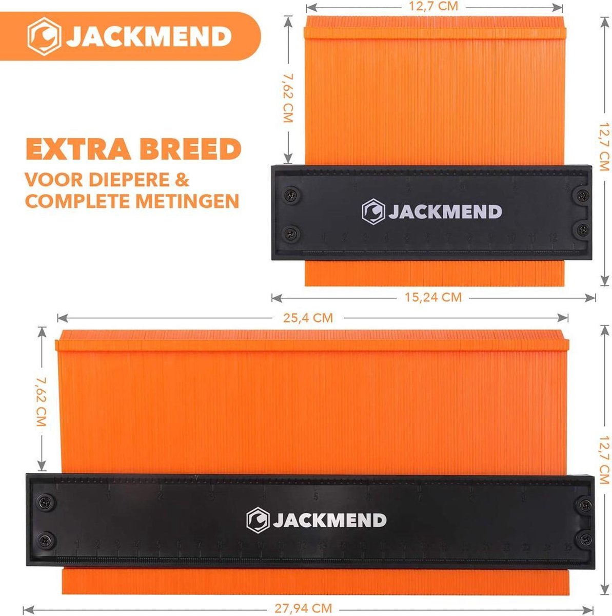 JACKMEND 2 in 1 Aftekenhulp Set Inclusief Slot 12 & 25 CM Contourmallen