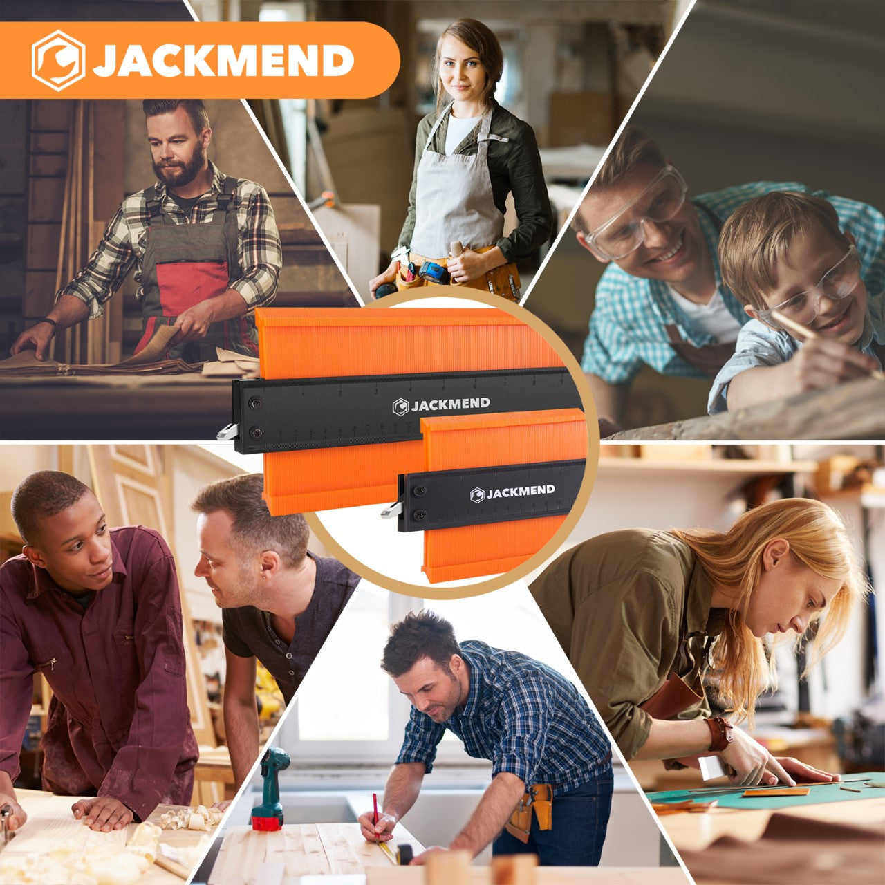 JACKMEND 2 in 1 Aftekenhulp Set Inclusief Slot 12 & 25 CM Contourmallen