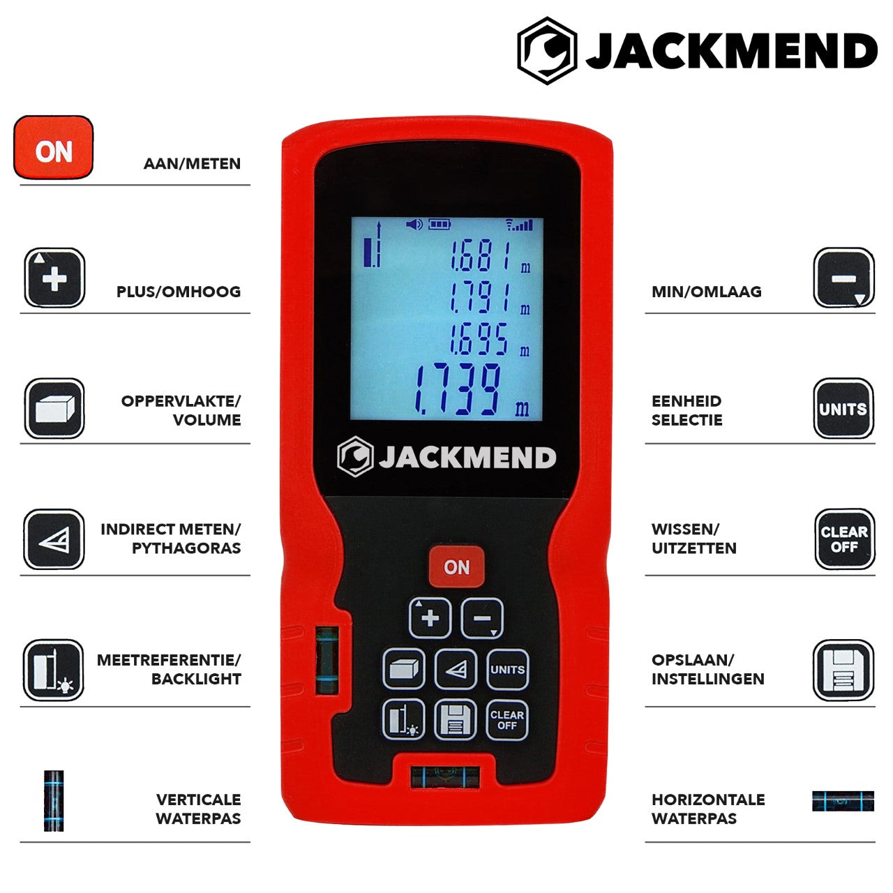 JACKMEND Professionele Laserafstandmeter met 100 Meter Bereik